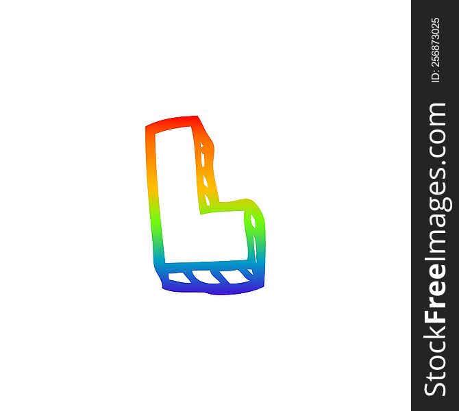 Rainbow Gradient Line Drawing Cartoon Letter L