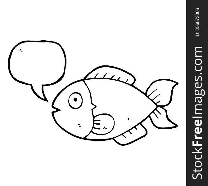 freehand drawn speech bubble cartoon fish