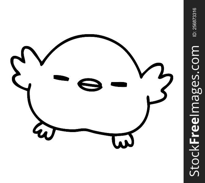 line doodle of a cute baby bird. line doodle of a cute baby bird