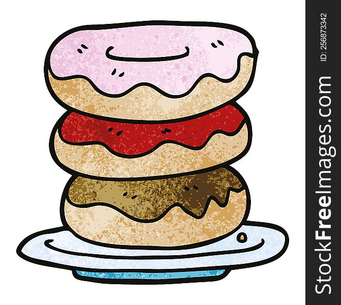 cartoon doodle plate of donuts