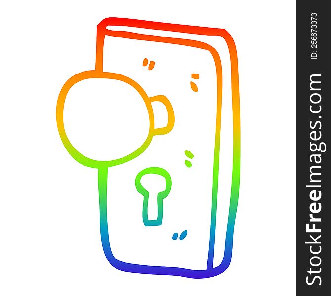 rainbow gradient line drawing of a cartoon key hole