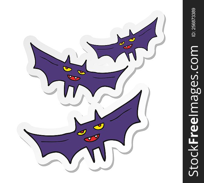 Sticker Of A Cartoon Halloween Bat