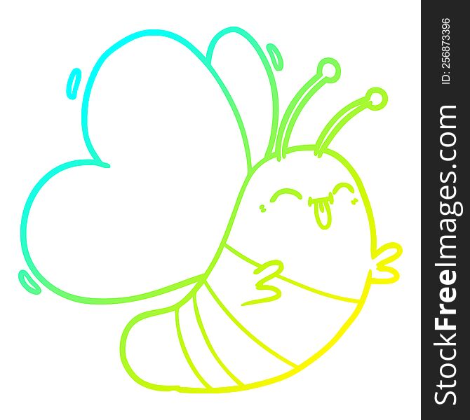 Cold Gradient Line Drawing Funny Cartoon Butterfly