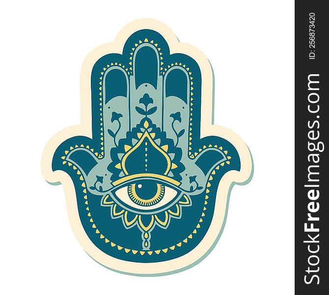 sticker of tattoo in traditional style of a hamza. sticker of tattoo in traditional style of a hamza