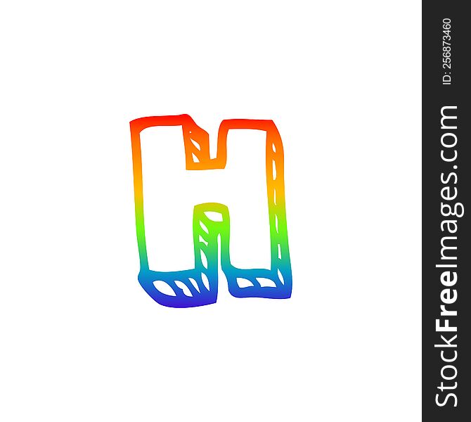 Rainbow Gradient Line Drawing Cartoon Letter H