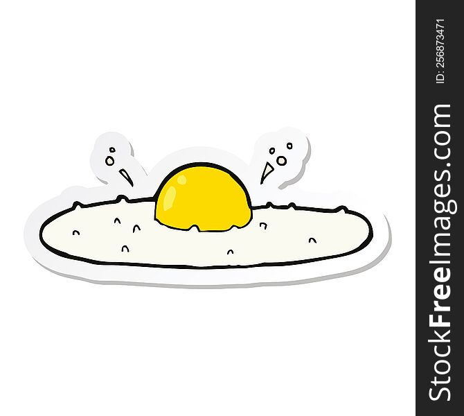 Sticker Of A Cartoon Fried Egg