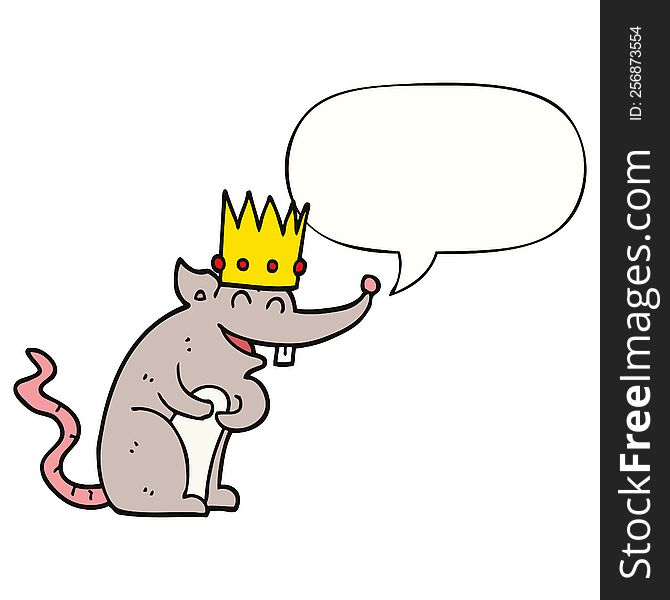 cartoon rat king laughing with speech bubble. cartoon rat king laughing with speech bubble
