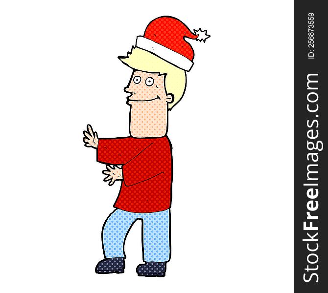 cartoon man getting ready for christmas. cartoon man getting ready for christmas