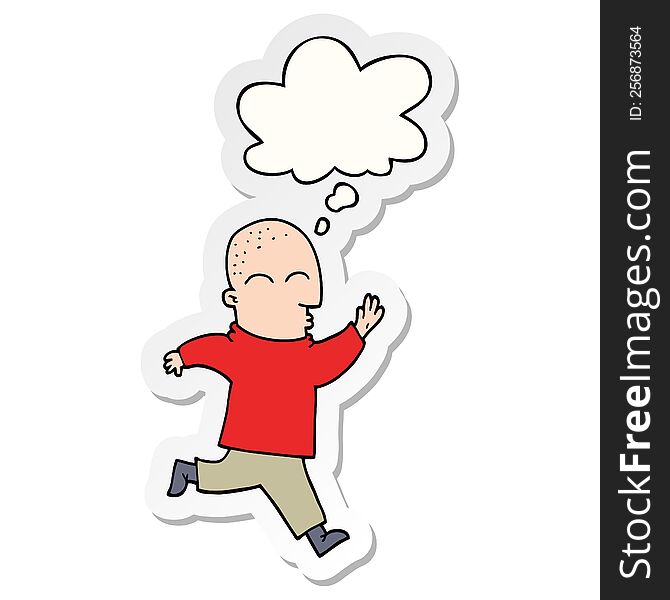 Cartoon Man Running And Thought Bubble As A Printed Sticker