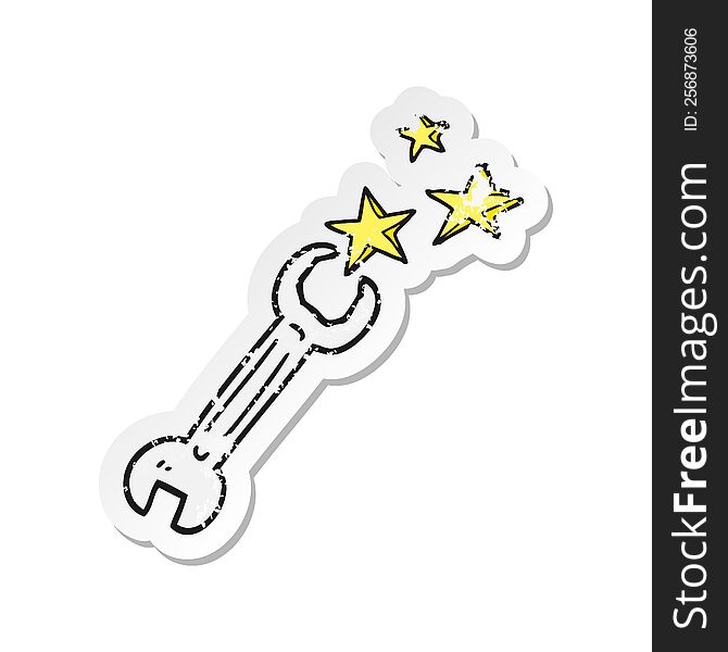 Retro Distressed Sticker Of A Cartoon Spanner