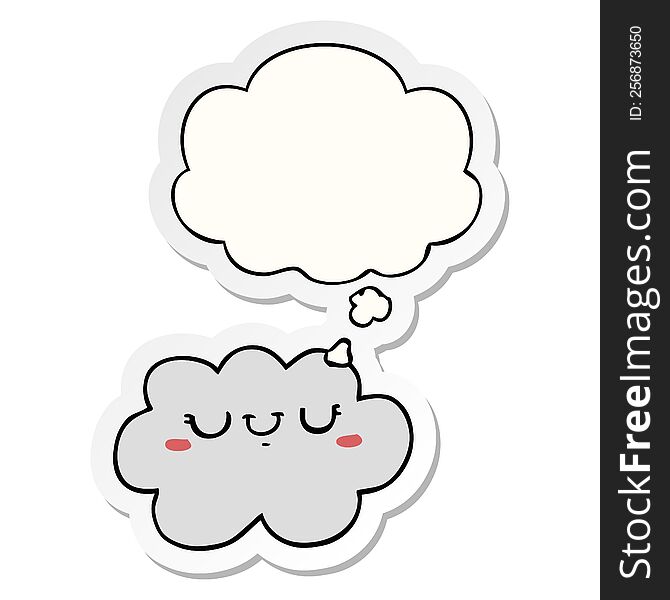 cute cartoon cloud with thought bubble as a printed sticker