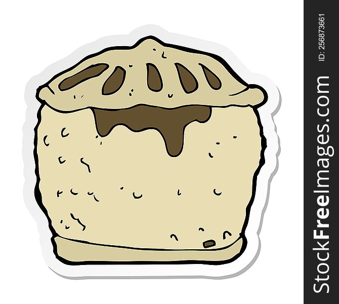 Sticker Of A Cartoon Meat Pie