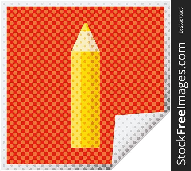 orange coloring pencil graphic vector illustration square sticker. orange coloring pencil graphic vector illustration square sticker