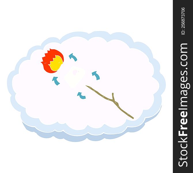 flat color illustration of toasted marshmallow process. flat color illustration of toasted marshmallow process