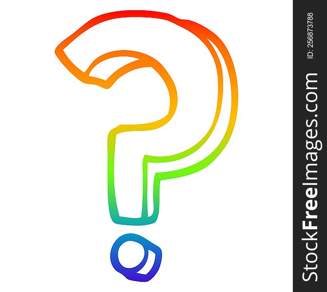 Rainbow Gradient Line Drawing Cartoon Question Mark