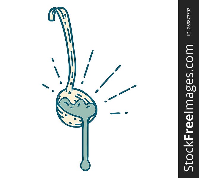 illustration of a traditional tattoo style ladle of gravy