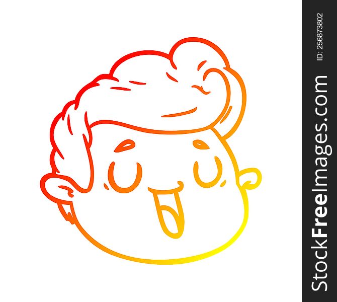 warm gradient line drawing of a cartoon male face