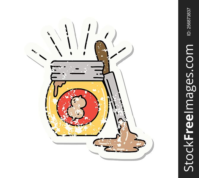 grunge sticker of tattoo style peanut butter