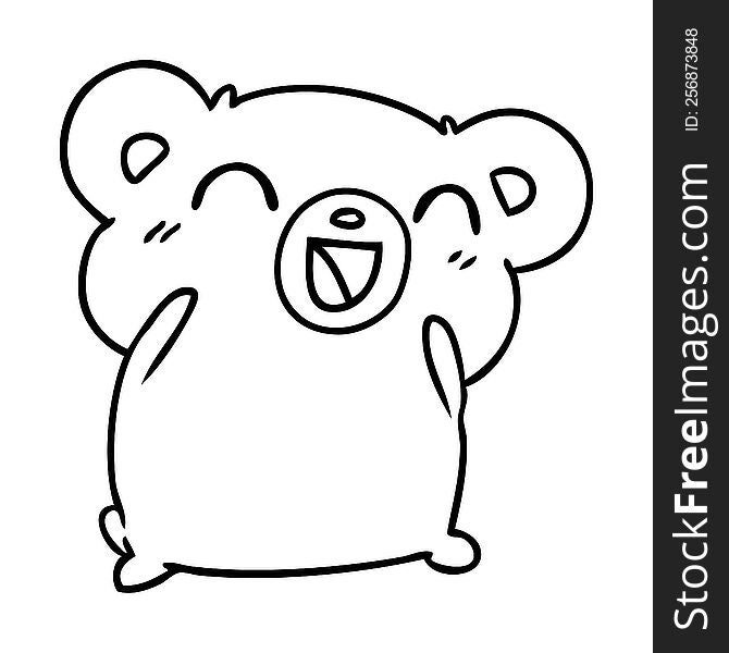 Line Drawing Kawaii Cute Teddy Bear