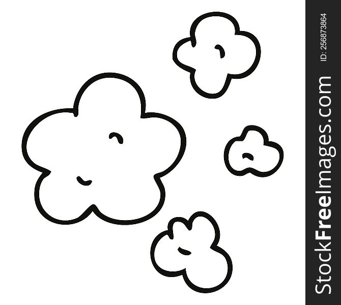 line drawing quirky cartoon clouds. line drawing quirky cartoon clouds