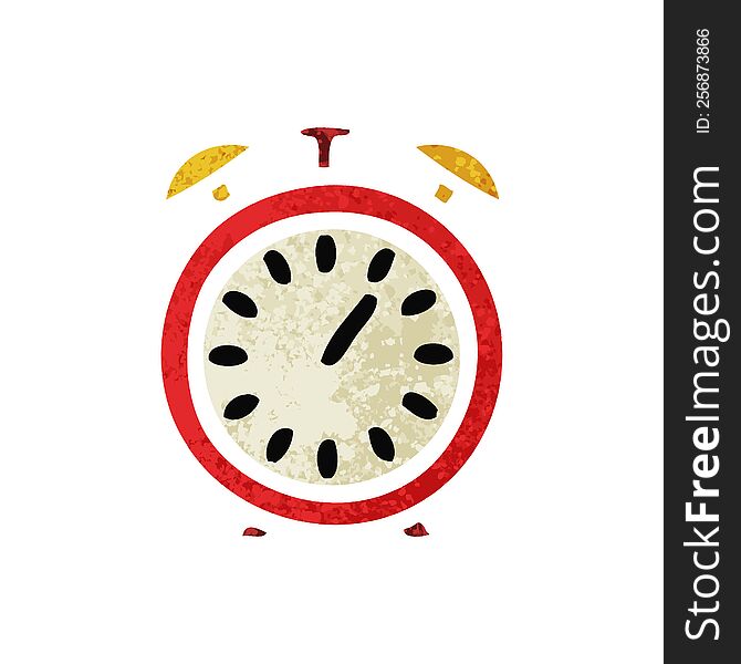 Retro Illustration Style Cartoon Alarm Clock