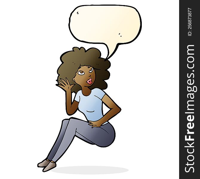 cartoon woman listening with speech bubble