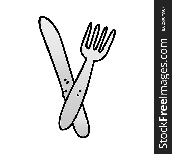 gradient shaded quirky cartoon cutlery. gradient shaded quirky cartoon cutlery