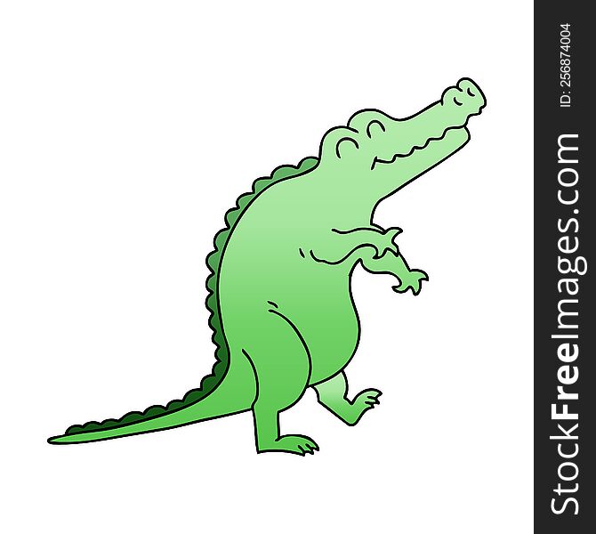 Quirky Gradient Shaded Cartoon Crocodile