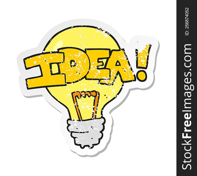 retro distressed sticker of a cartoon idea light bulb symbol
