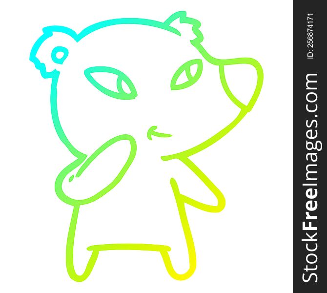 cold gradient line drawing of a cute cartoon bear