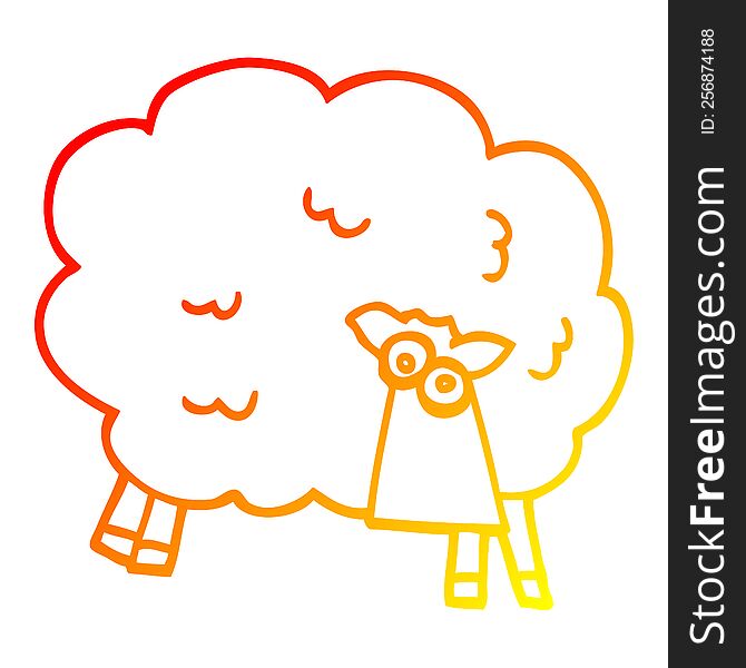 Warm Gradient Line Drawing Cartoon Black Sheep