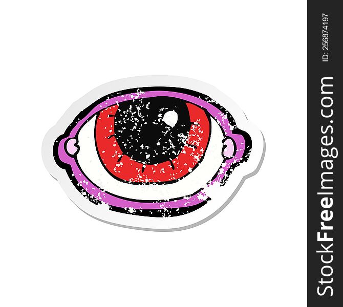Retro Distressed Sticker Of A Cartoon Staring Eye