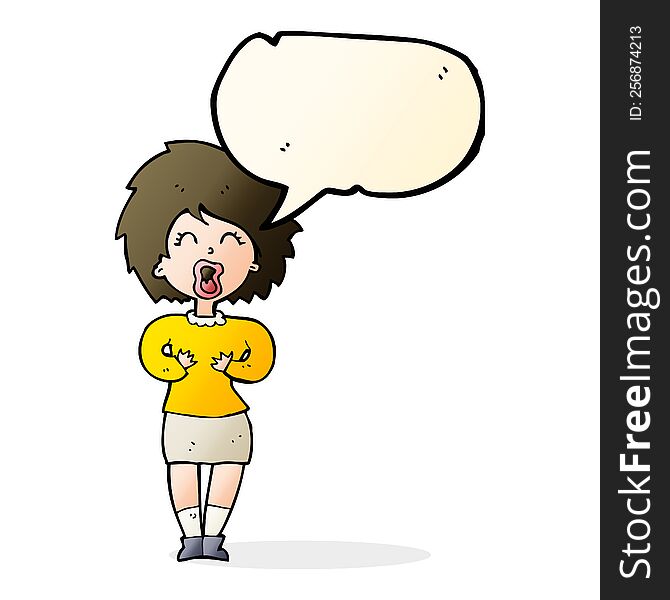 Cartoon Screaming Woman With Speech Bubble