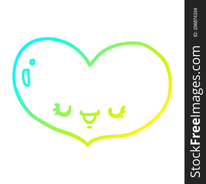 Cold Gradient Line Drawing Cartoon Love Heart Character