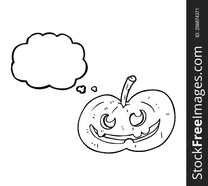 freehand drawn thought bubble cartoon halloween pumpkin