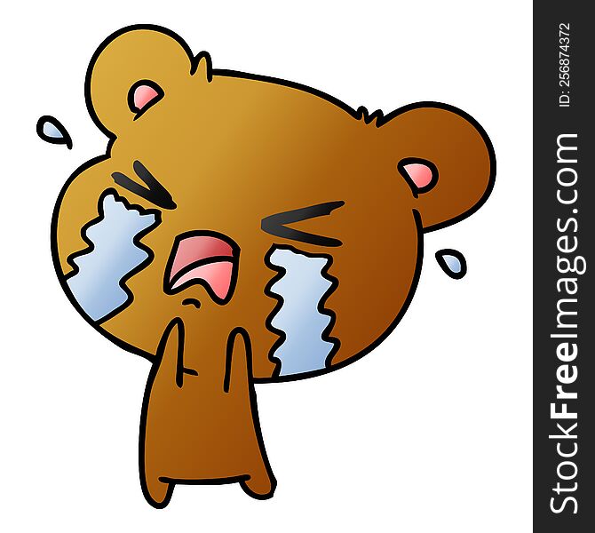 Gradient Cartoon Of A Cute Crying Bear