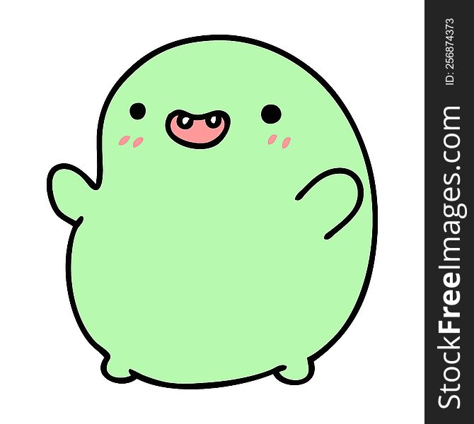 cartoon of a happy bean creature. cartoon of a happy bean creature