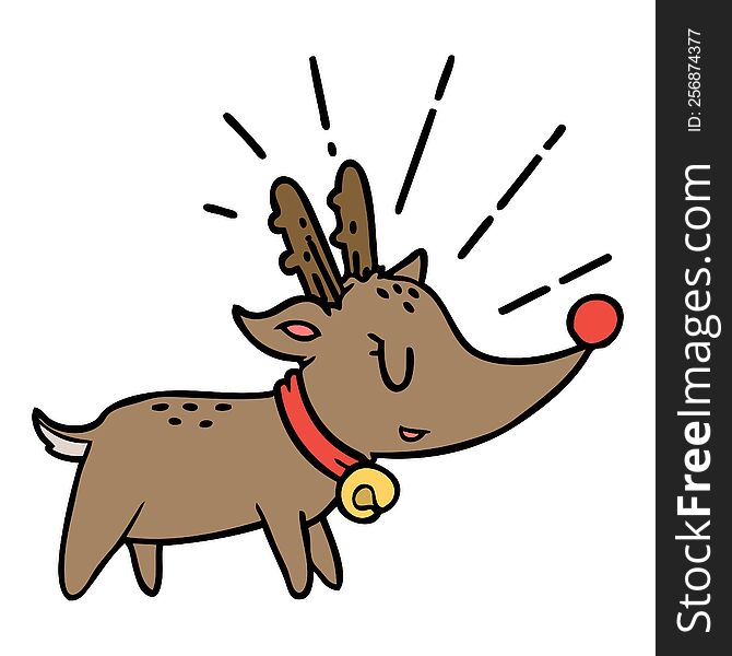 illustration of a traditional tattoo style christmas reindeer