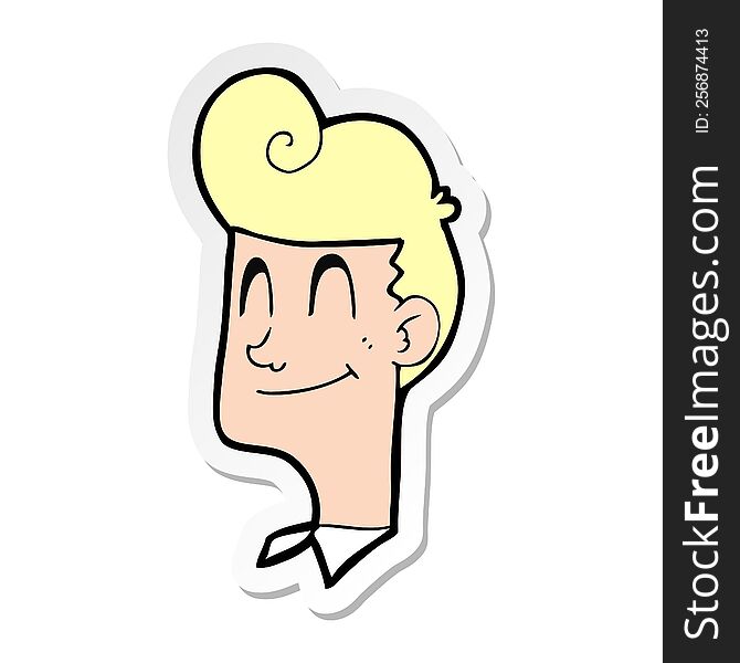 sticker of a cartoon smiling man