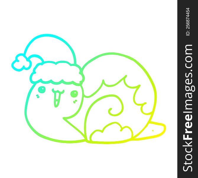 Cold Gradient Line Drawing Cute Cartoon Christmas Snail