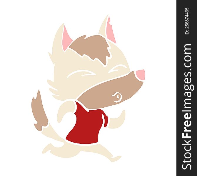 Flat Color Style Cartoon Wolf Running