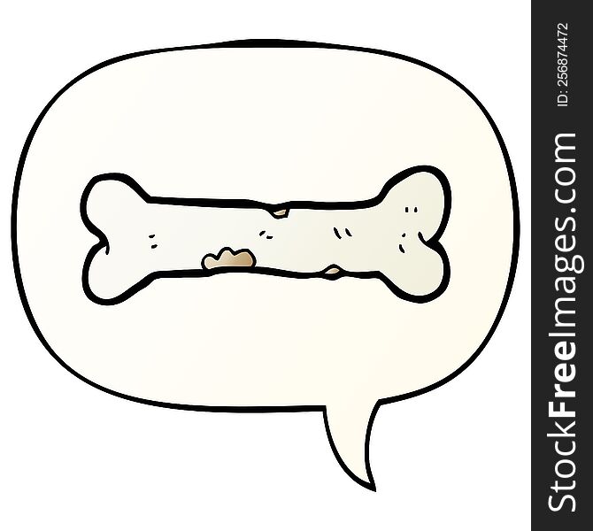 Cartoon Bone And Speech Bubble In Smooth Gradient Style