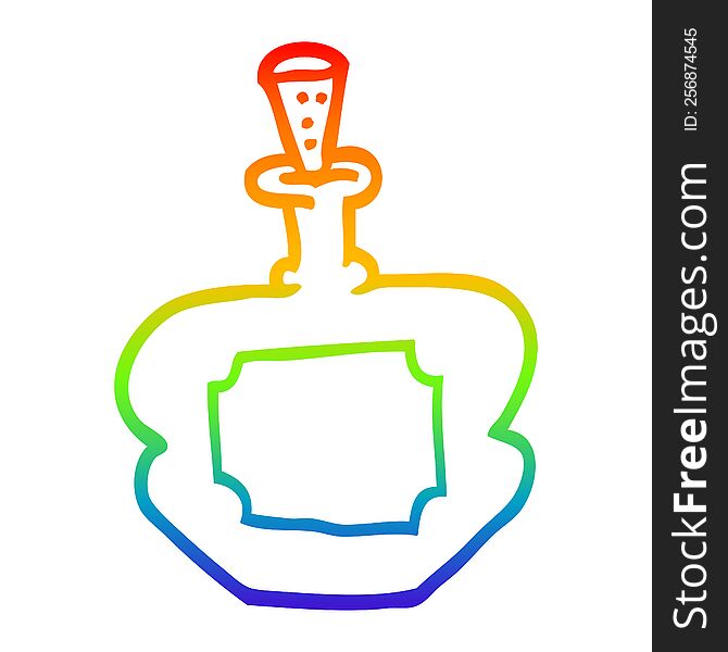 rainbow gradient line drawing of a cartoon perfume bottle