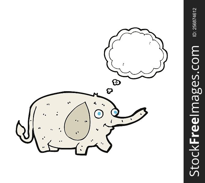 cartoon funny little elephant with thought bubble
