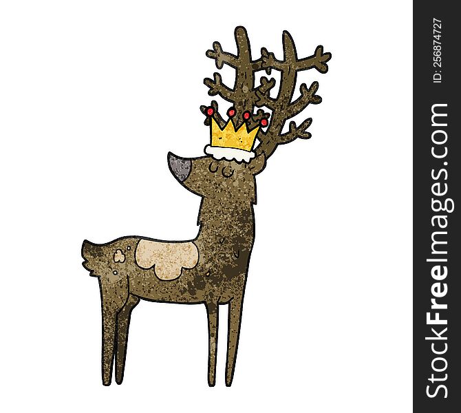 freehand textured cartoon stag king