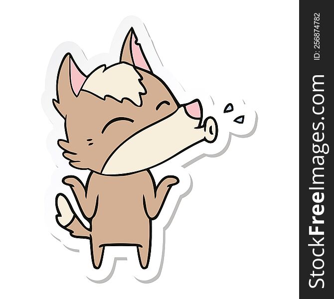 sticker of a howling wolf cartoon