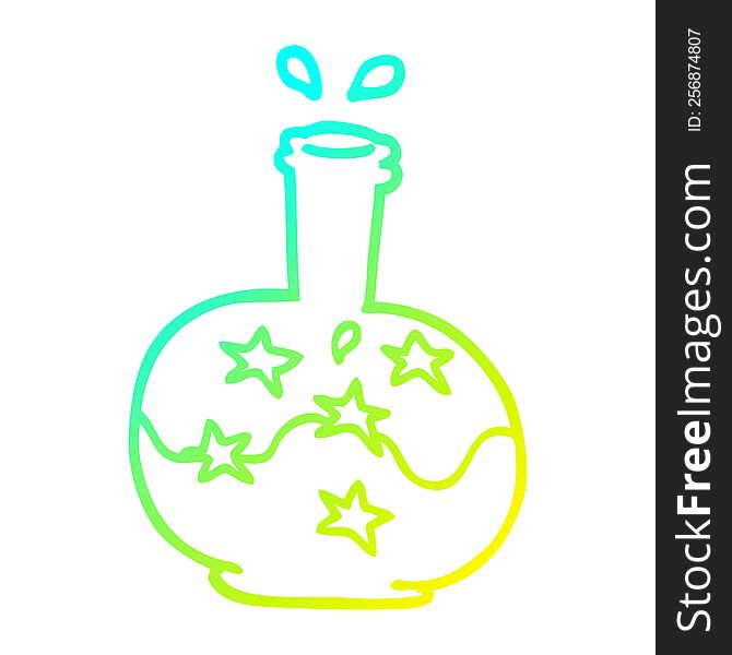 cold gradient line drawing of a cartoon magic potion