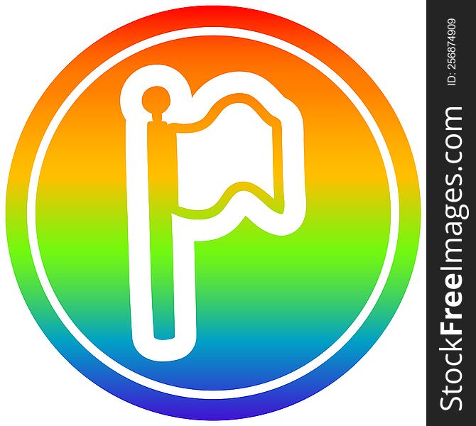 waving flag circular icon with rainbow gradient finish. waving flag circular icon with rainbow gradient finish