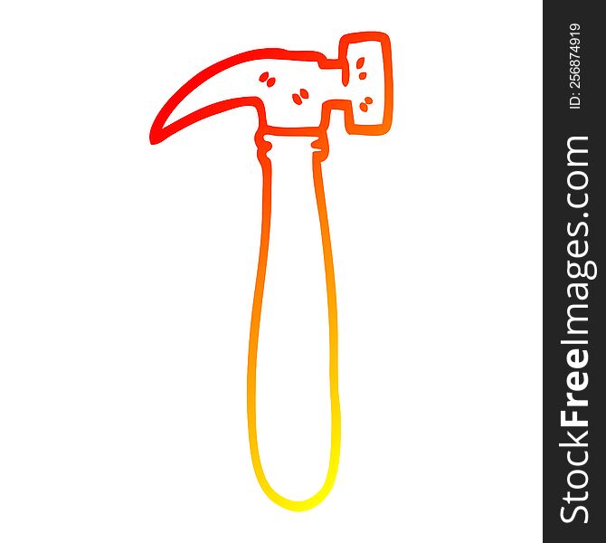 warm gradient line drawing of a cartoon hammer
