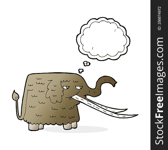 cartoon woolly mammoth with thought bubble